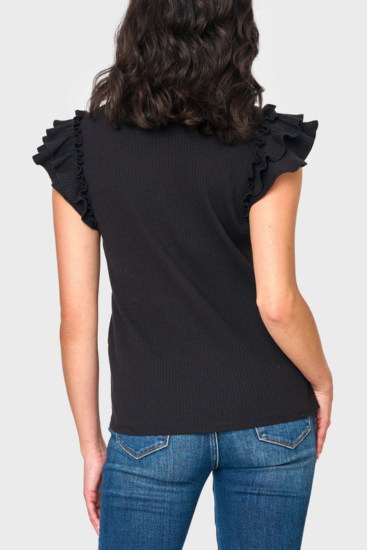 Flutter Sleeve Rib Knit Top in - 10, KNIT TOPS, 103 photo