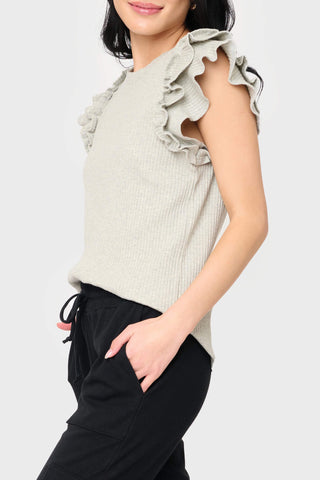 Flutter Sleeve Rib Knit Top in - 10, KNIT TOPS, 103 photo