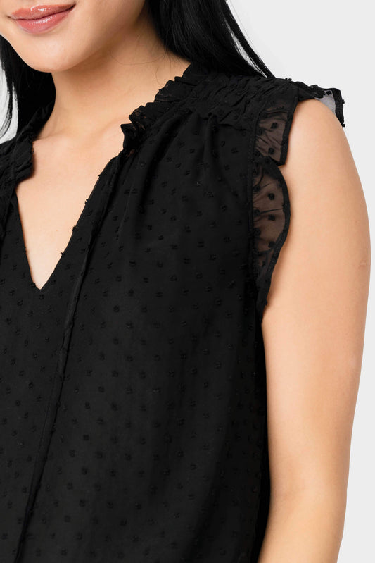 Ruffle Trimmed V-Neck Blouse in - 15, WOVEN TOPS, 152, SALE photo