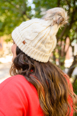 Cable Knit Cuffed Beanie In Ivory - SwagglyLife Home & Fashion