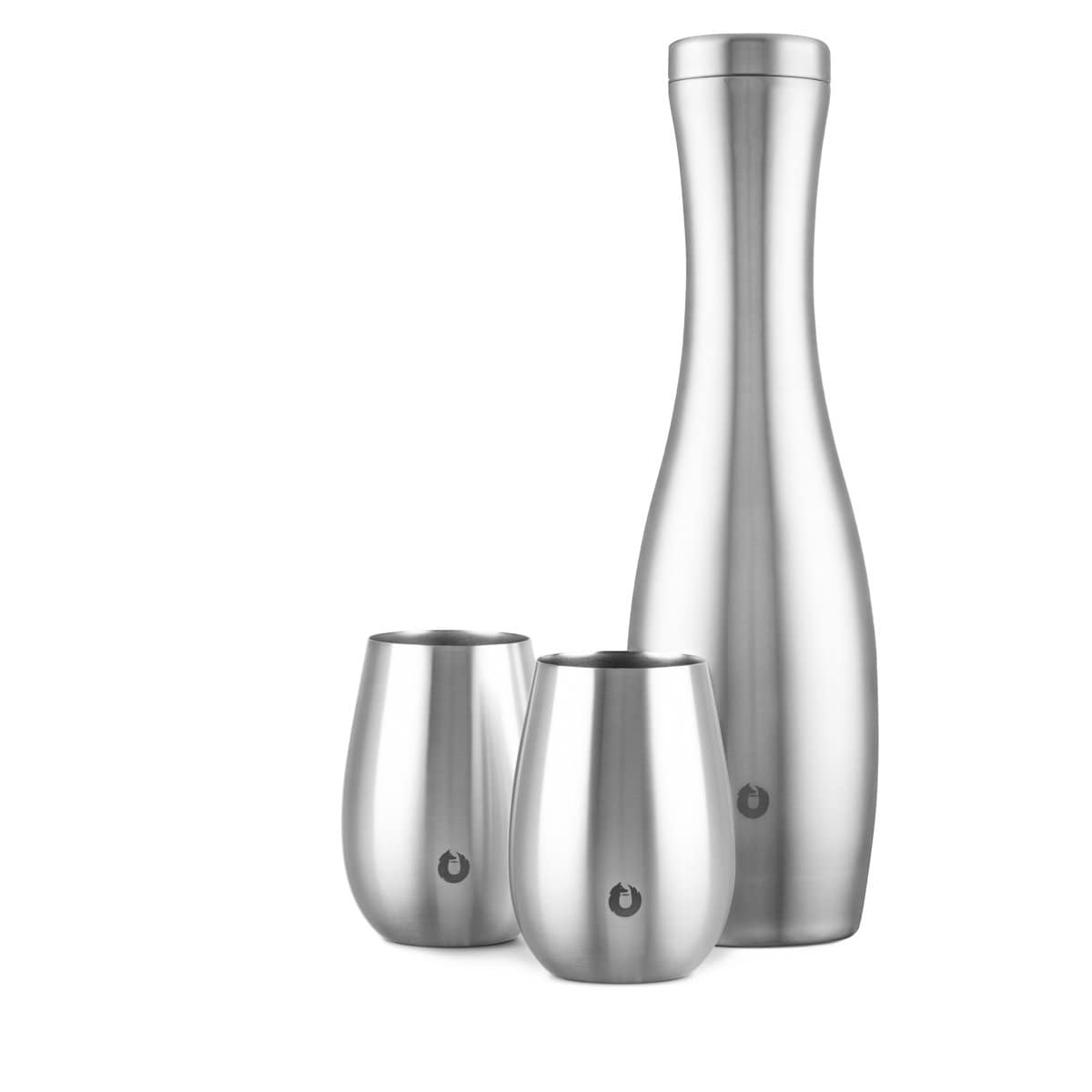 Stainless Steel Carafe and Wine Glass Set, Steel in Steel - photo