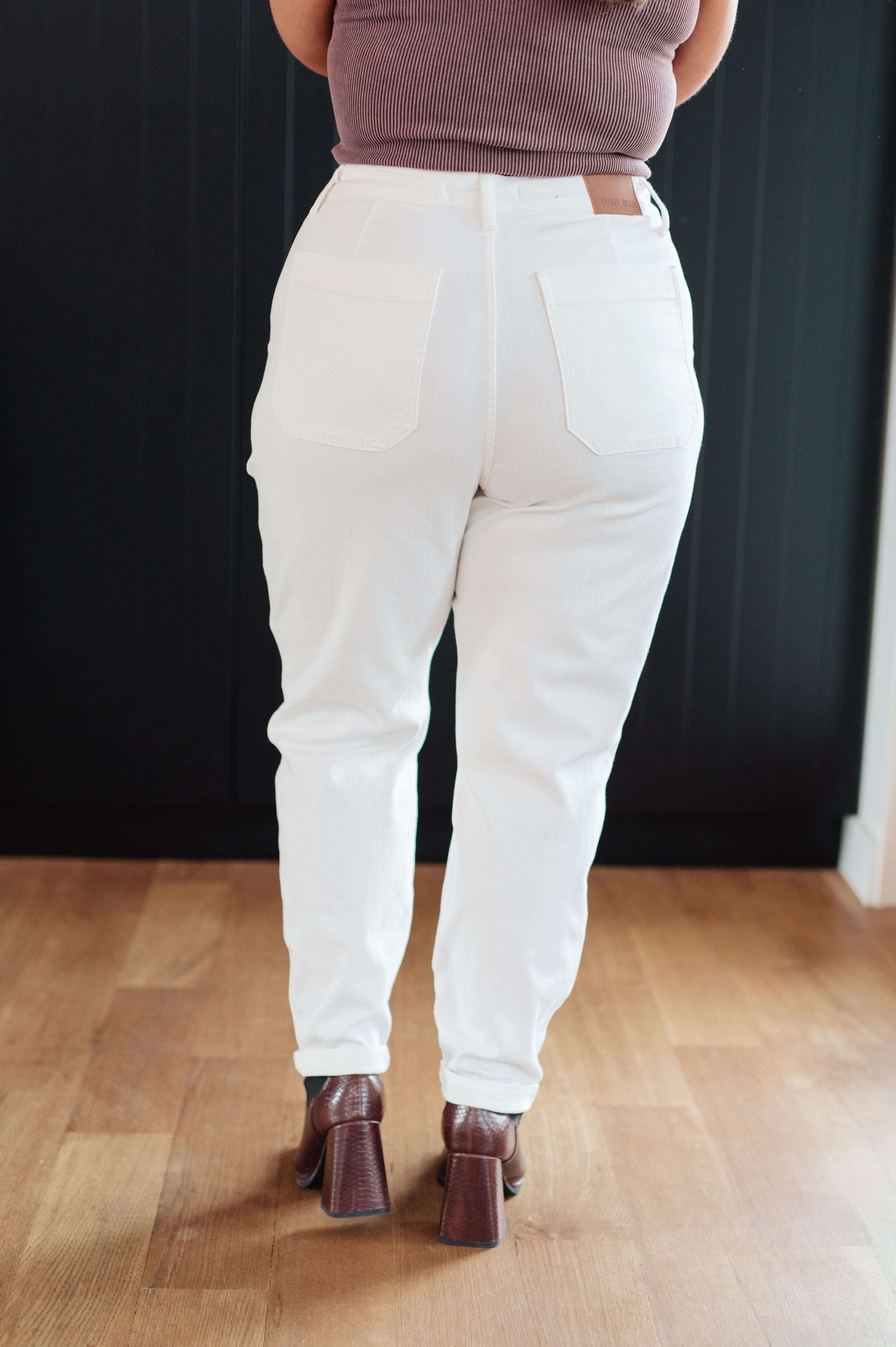 Charlene High Rise Jogger in Ecru in - Denim photo