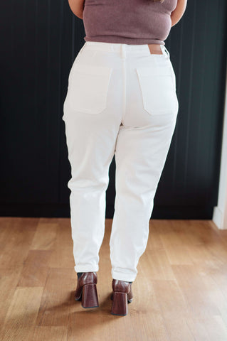 Charlene High Rise Jogger in Ecru in - Denim photo