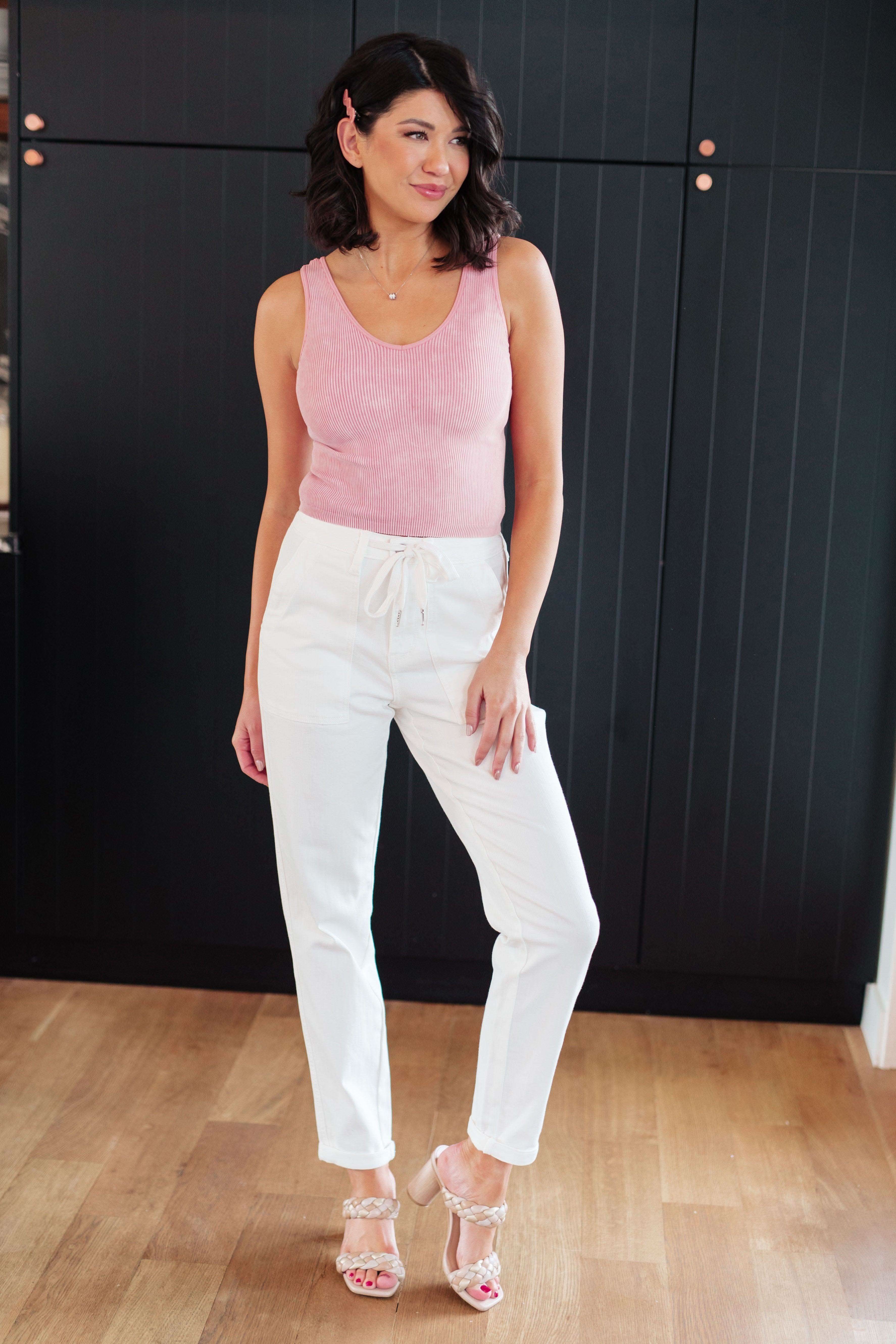 Charlene High Rise Jogger in Ecru in - Denim photo