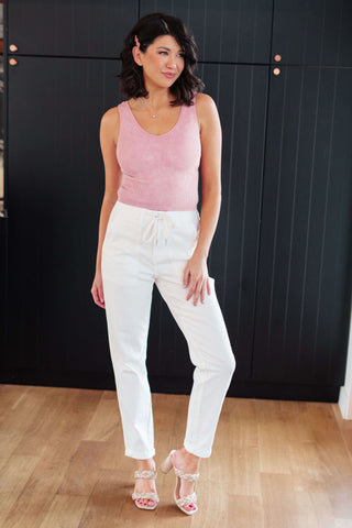 Charlene High Rise Jogger in Ecru in - Denim photo