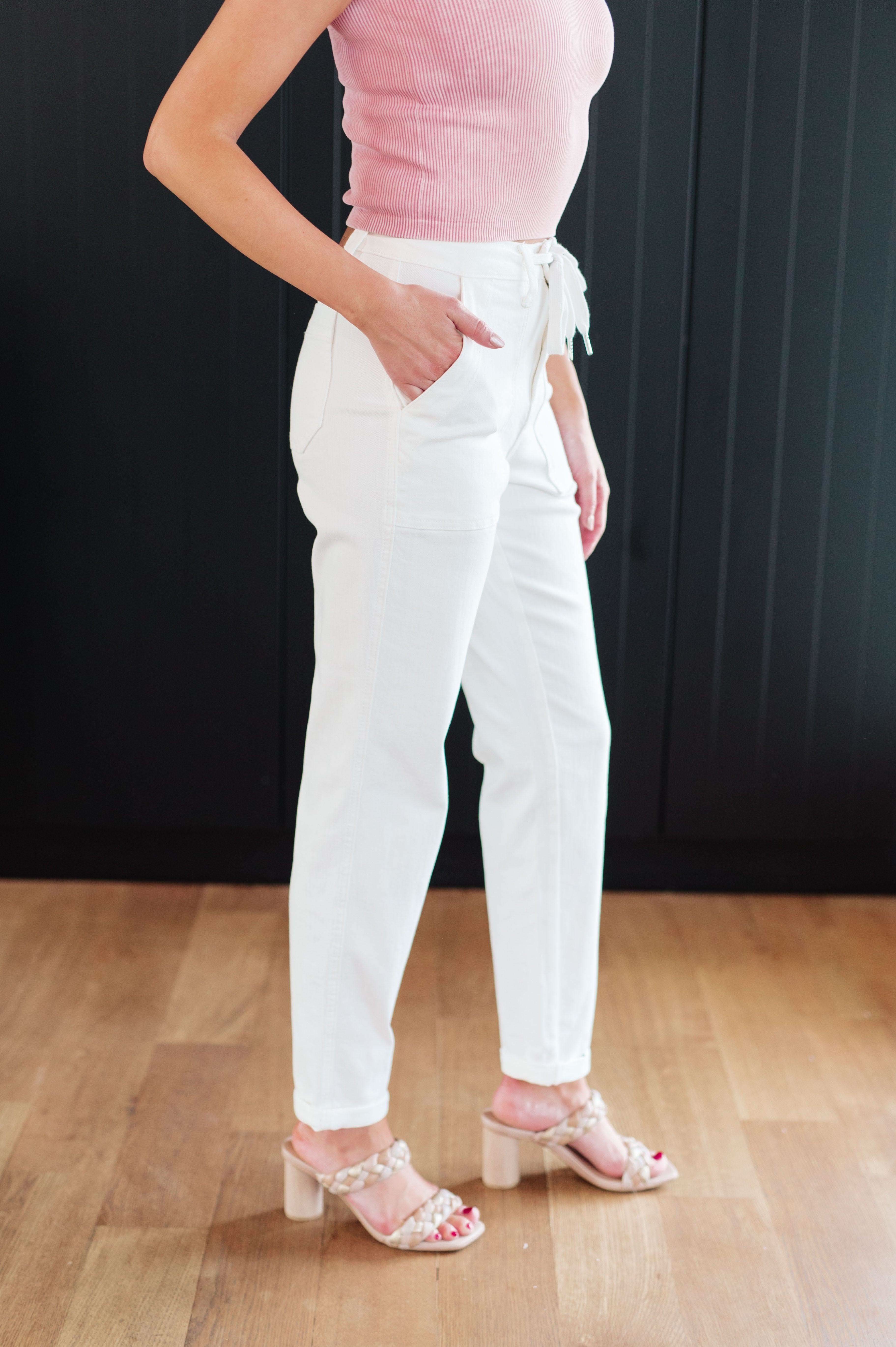 Charlene High Rise Jogger in Ecru in - Denim photo