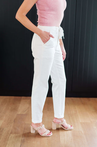 Charlene High Rise Jogger in Ecru in - Denim photo
