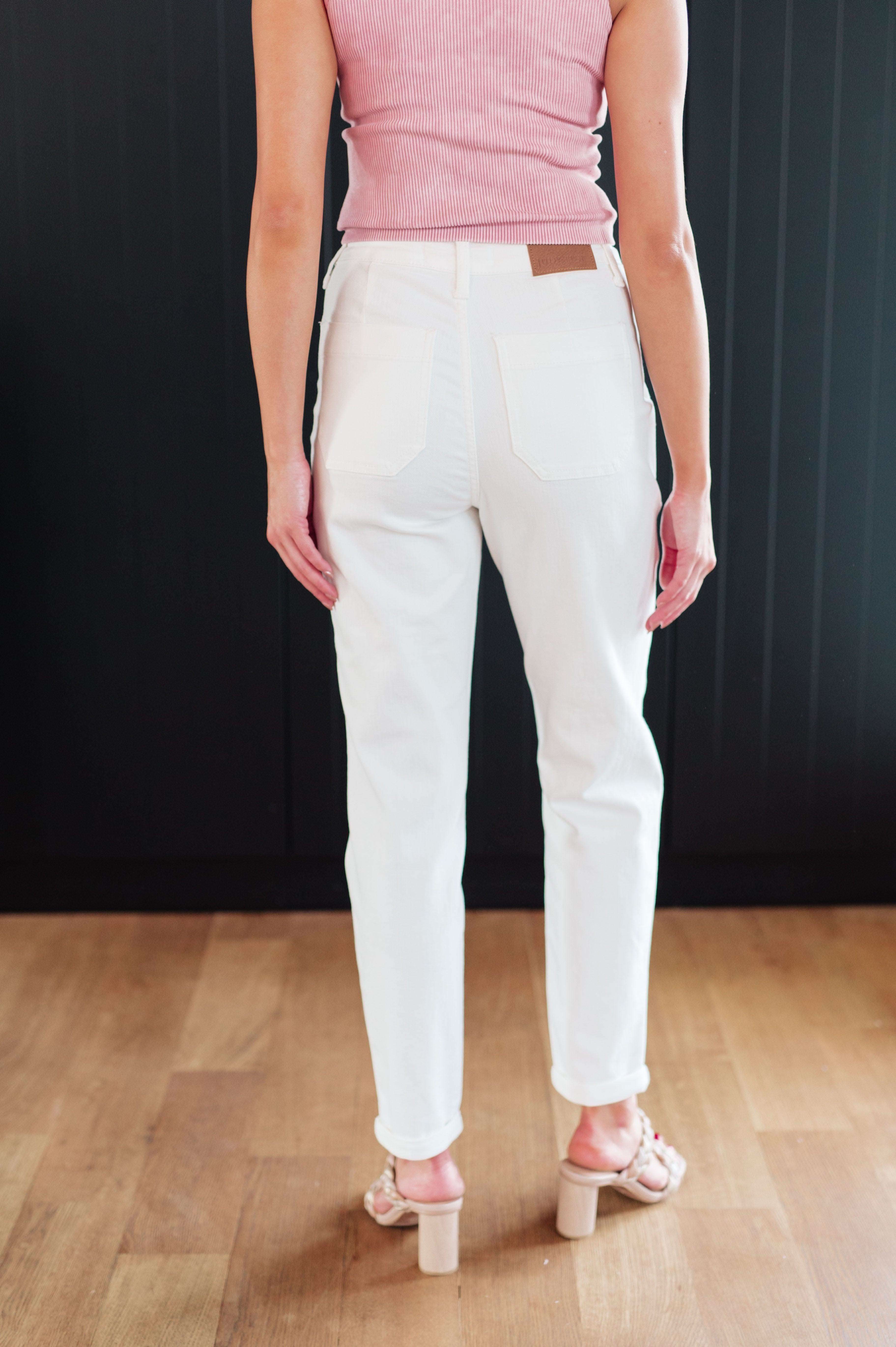 Charlene High Rise Jogger in Ecru in - Denim photo