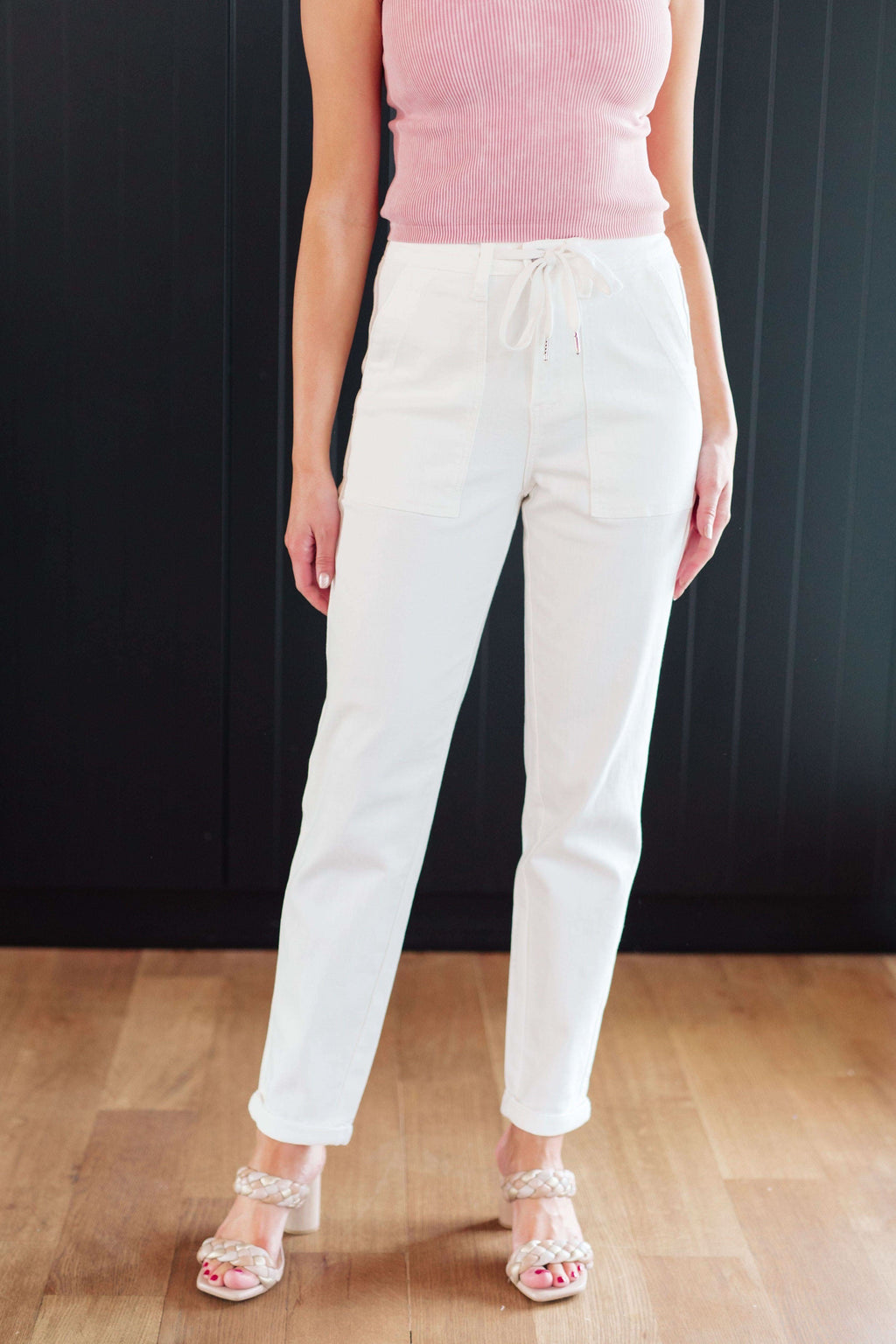 Charlene High Rise Jogger in Ecru in - Denim photo