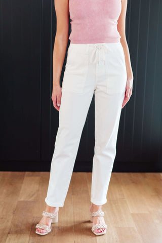 Charlene High Rise Jogger in Ecru in - Denim photo