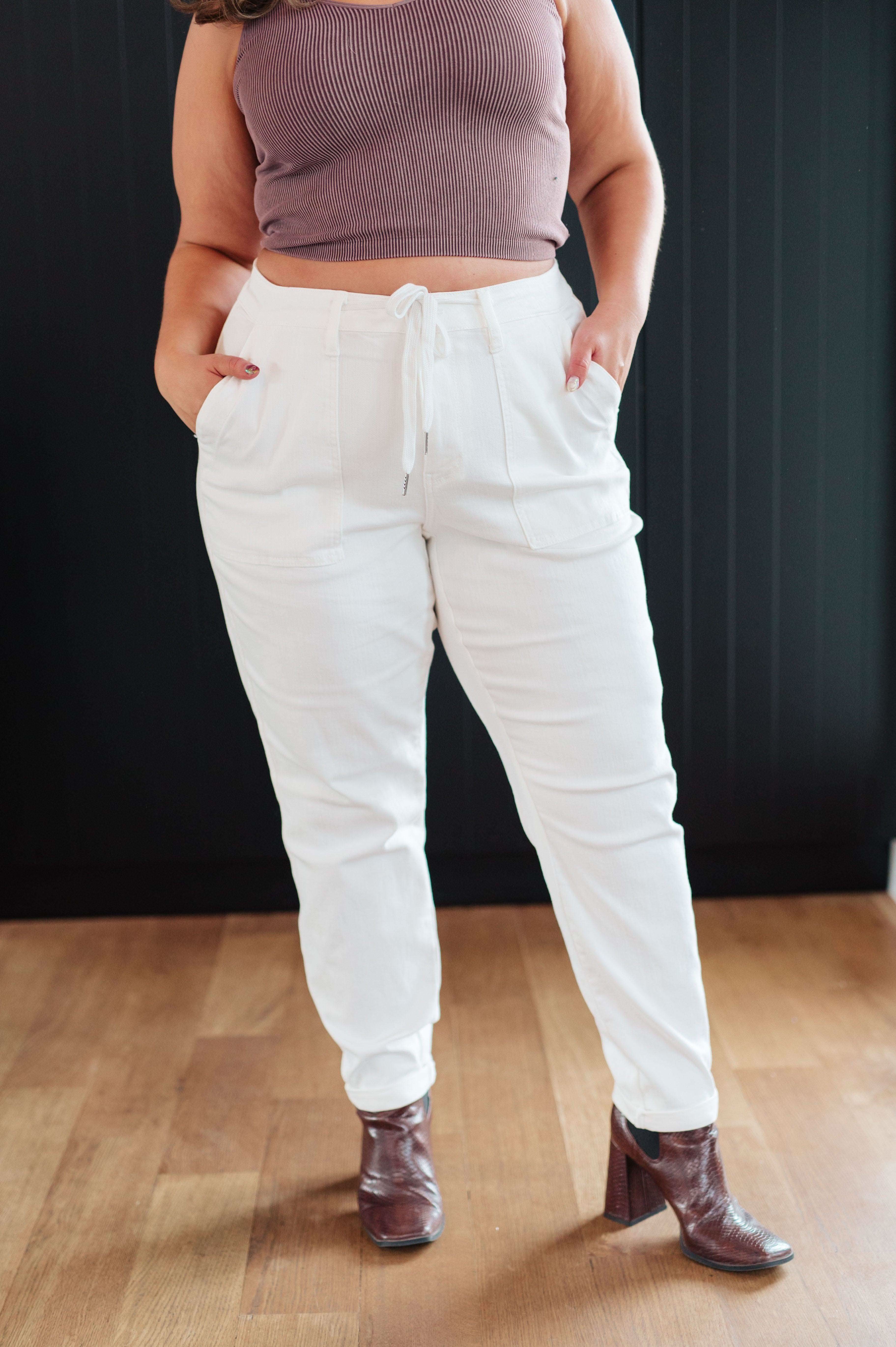 Charlene High Rise Jogger in Ecru in - Denim photo