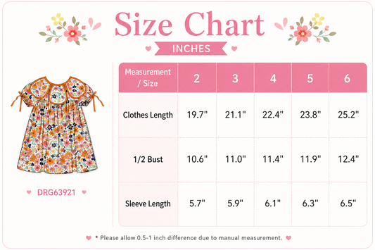 Orange Floral Bow Petals Collar Girls Dress -