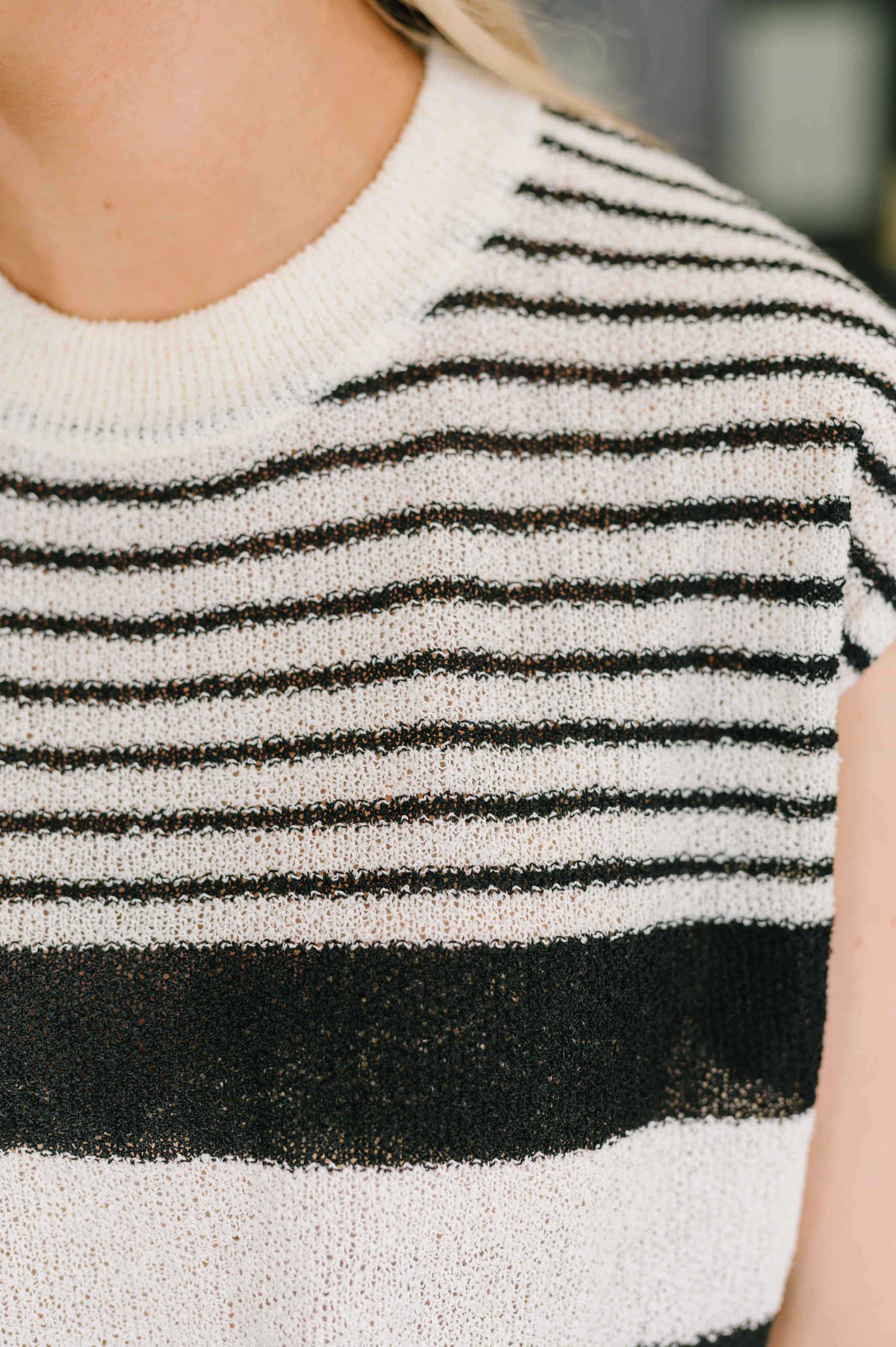 Chic and Sweet Striped Knit Top in - Womens photo