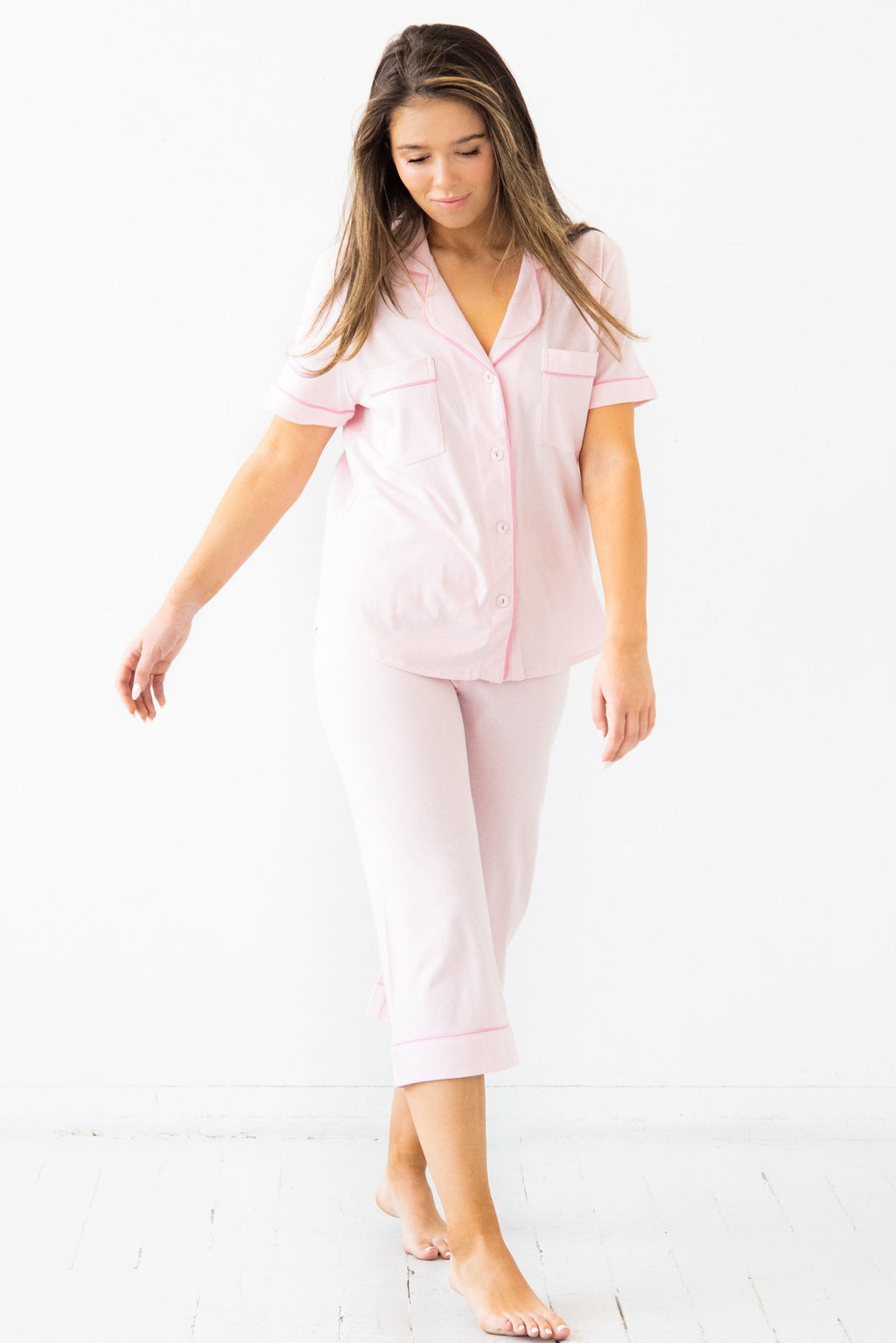 Classic Luxury Capri Pajamas in Brushed Pima Cotton in - PAJAMAS photo