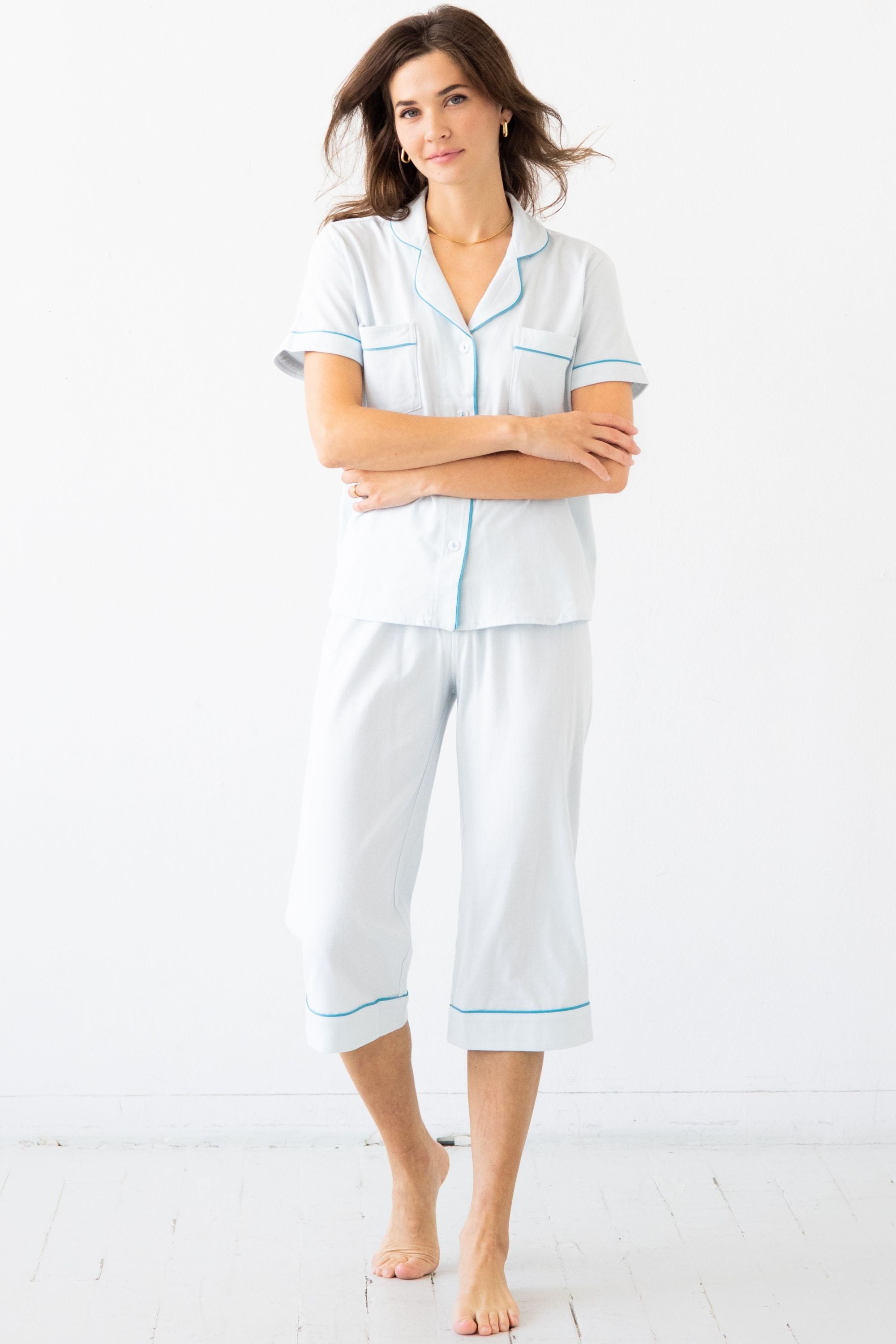 Classic Luxury Capri Pajamas in Brushed Pima Cotton in - PAJAMAS photo