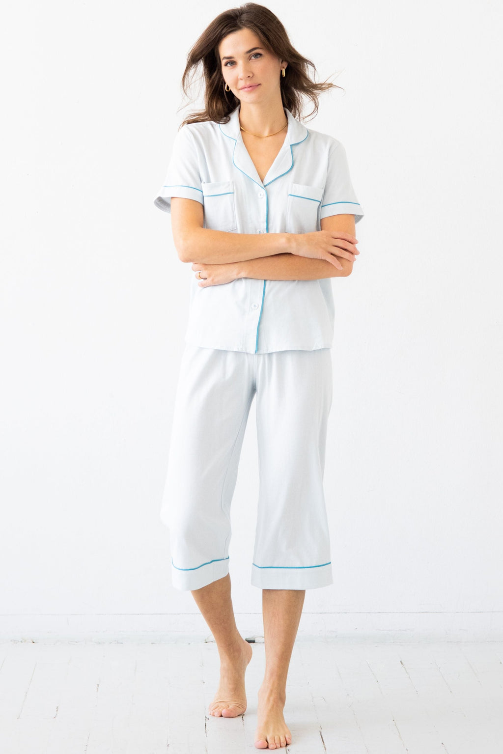 Classic Luxury Capri Pajamas in Brushed Pima Cotton in - PAJAMAS photo