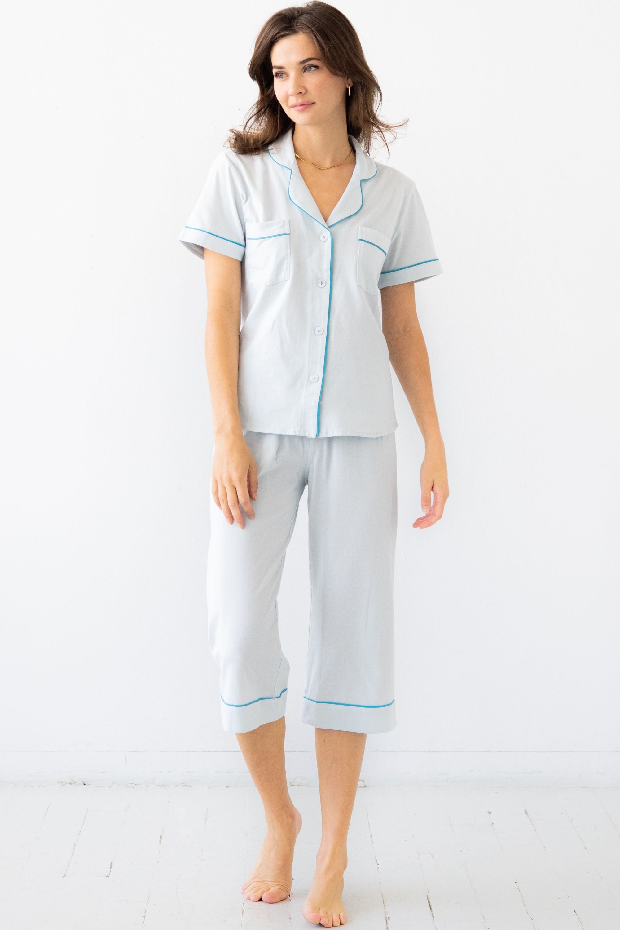 Classic Luxury Capri Pajamas in Brushed Pima Cotton in - PAJAMAS photo