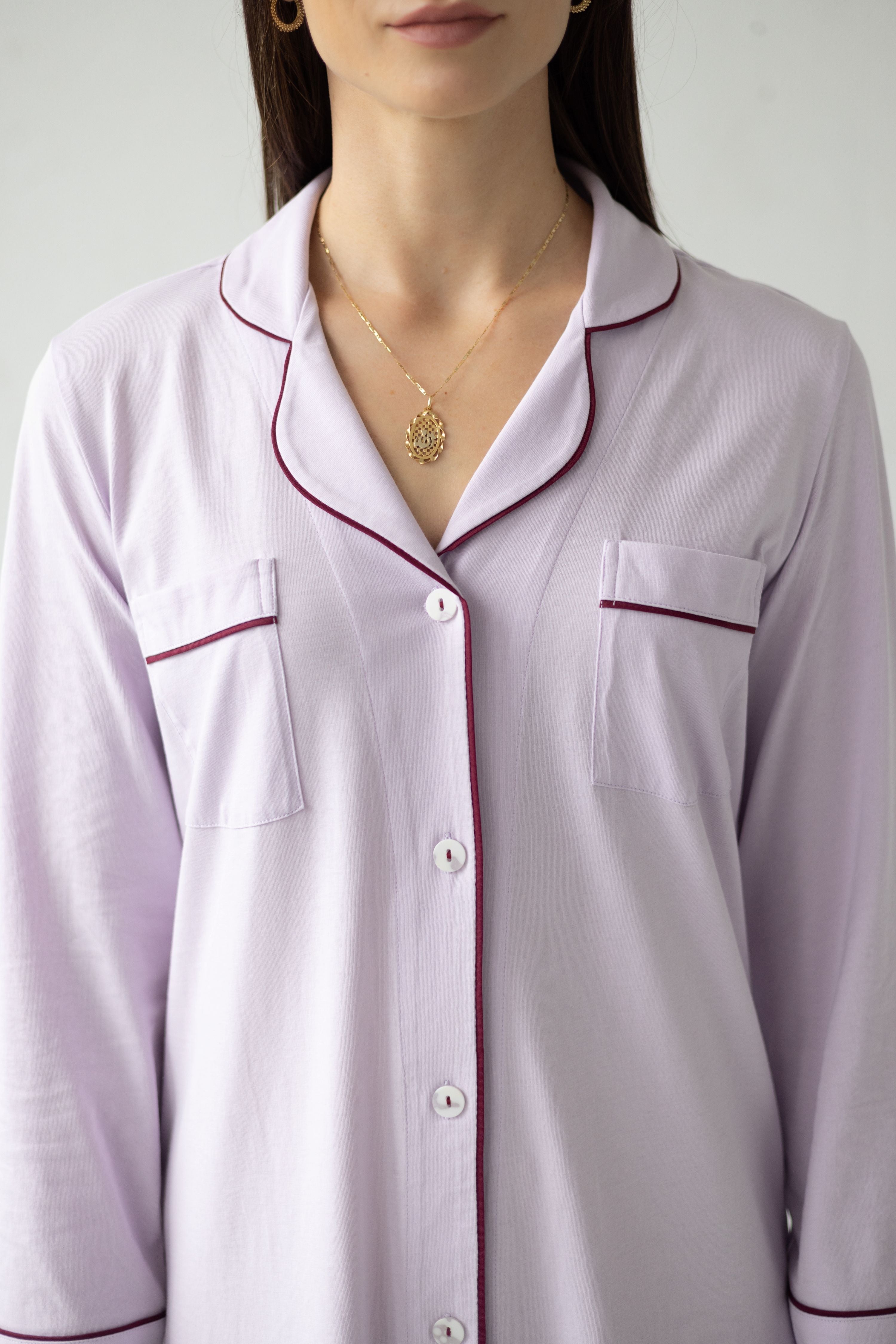 Classic Pajamas in Pima Cotton in Lavender Mulberry - PAJAMAS photo