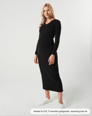 Full Body Ribbed Maternity & Nursing Midi Sweater Dress in - Women's Maternity and Nursing Dress photo
