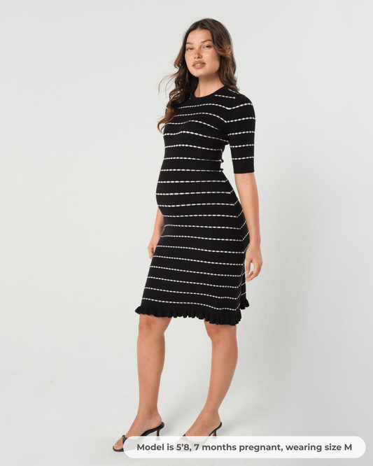Louie Striped Knit Maternity & Nursing Dress in - women's maternity dress photo