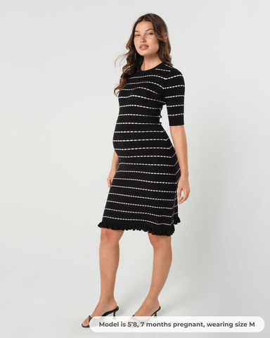 Louie Striped Knit Maternity & Nursing Dress in - women's maternity dress photo