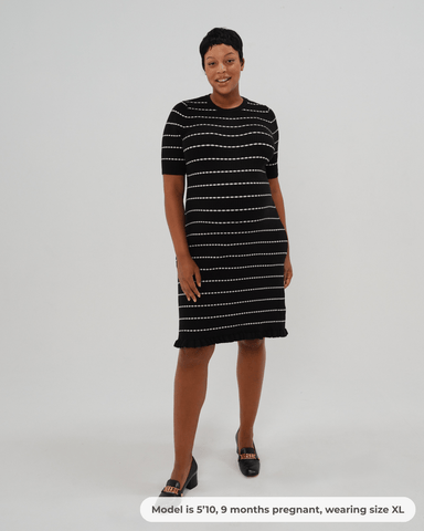Louie Striped Knit Maternity & Nursing Dress in - women's maternity dress photo