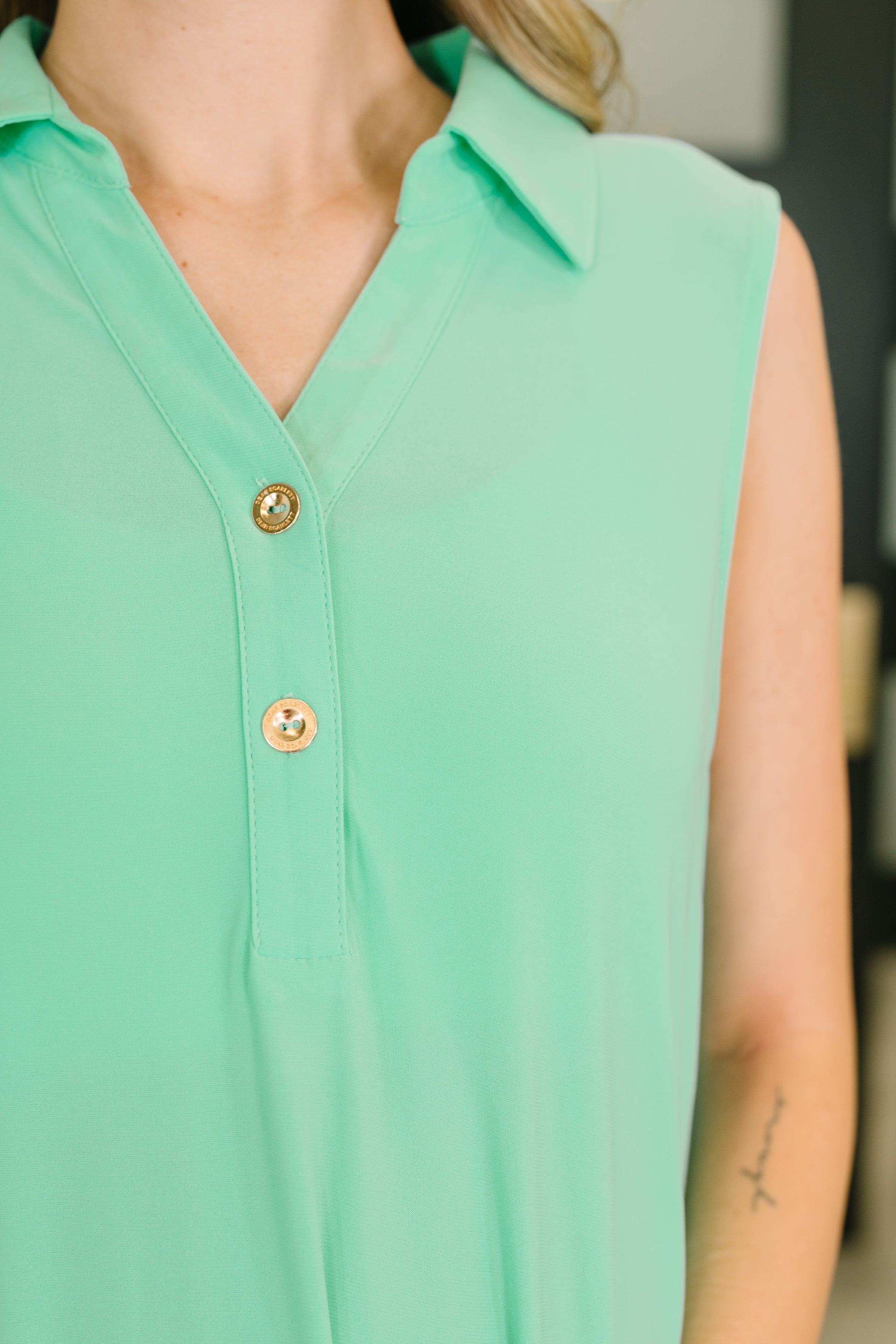Coral Sands Collared Tank Dress in Aqua Mint in - Womens photo