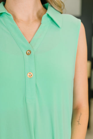 Coral Sands Collared Tank Dress in Aqua Mint in - Womens photo