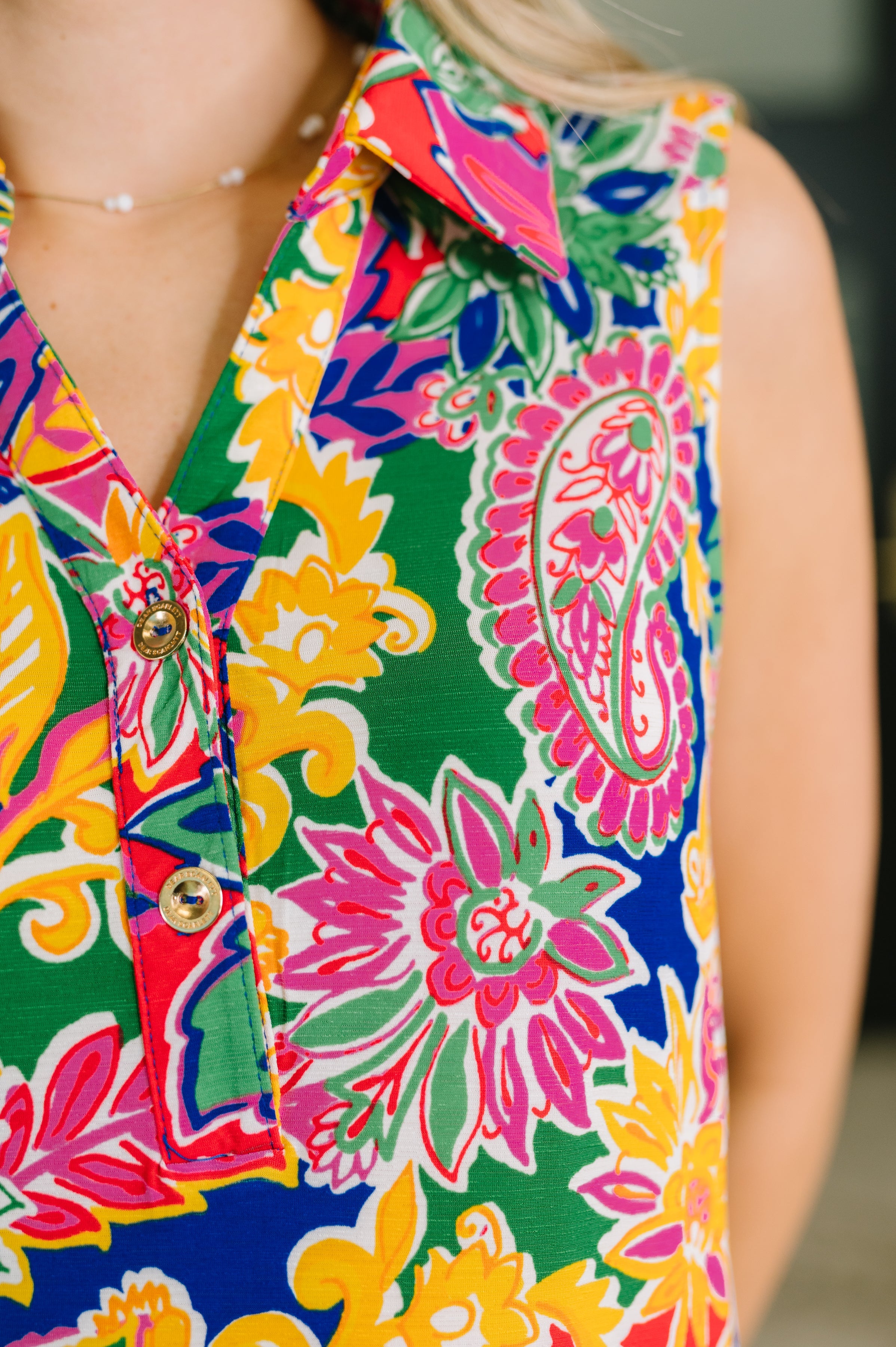 Coral Sands Collared Tank Dress in Floral Paisley in - Womens photo