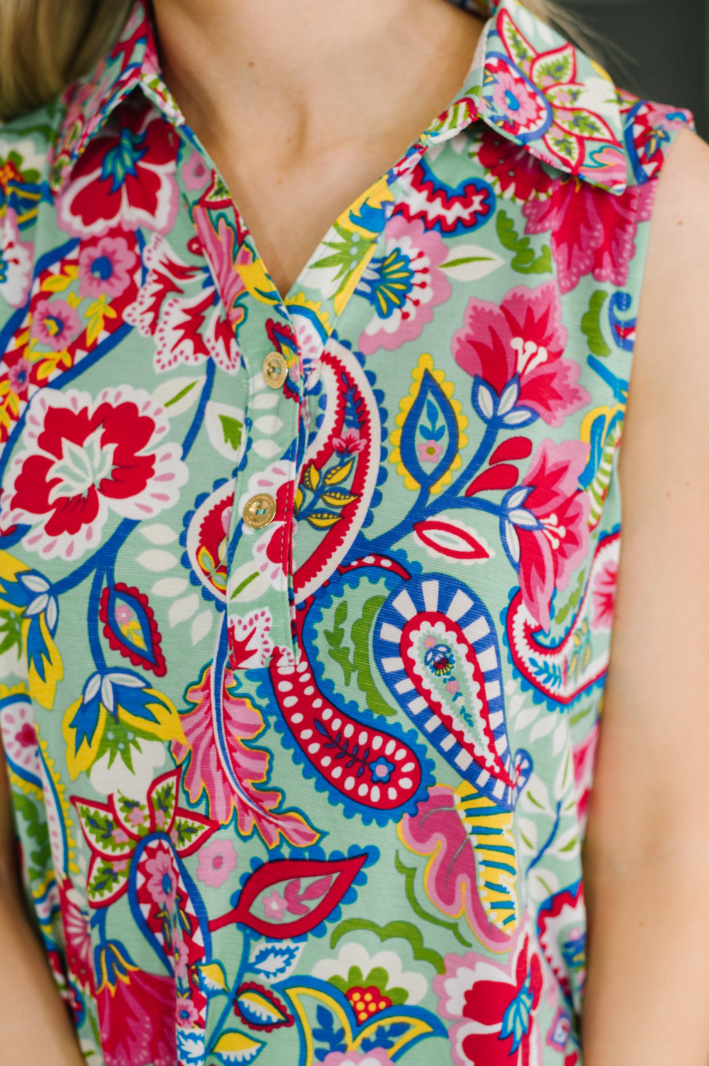 Coral Sands Collared Tank Dress in Light Floral Paisley in - Womens photo