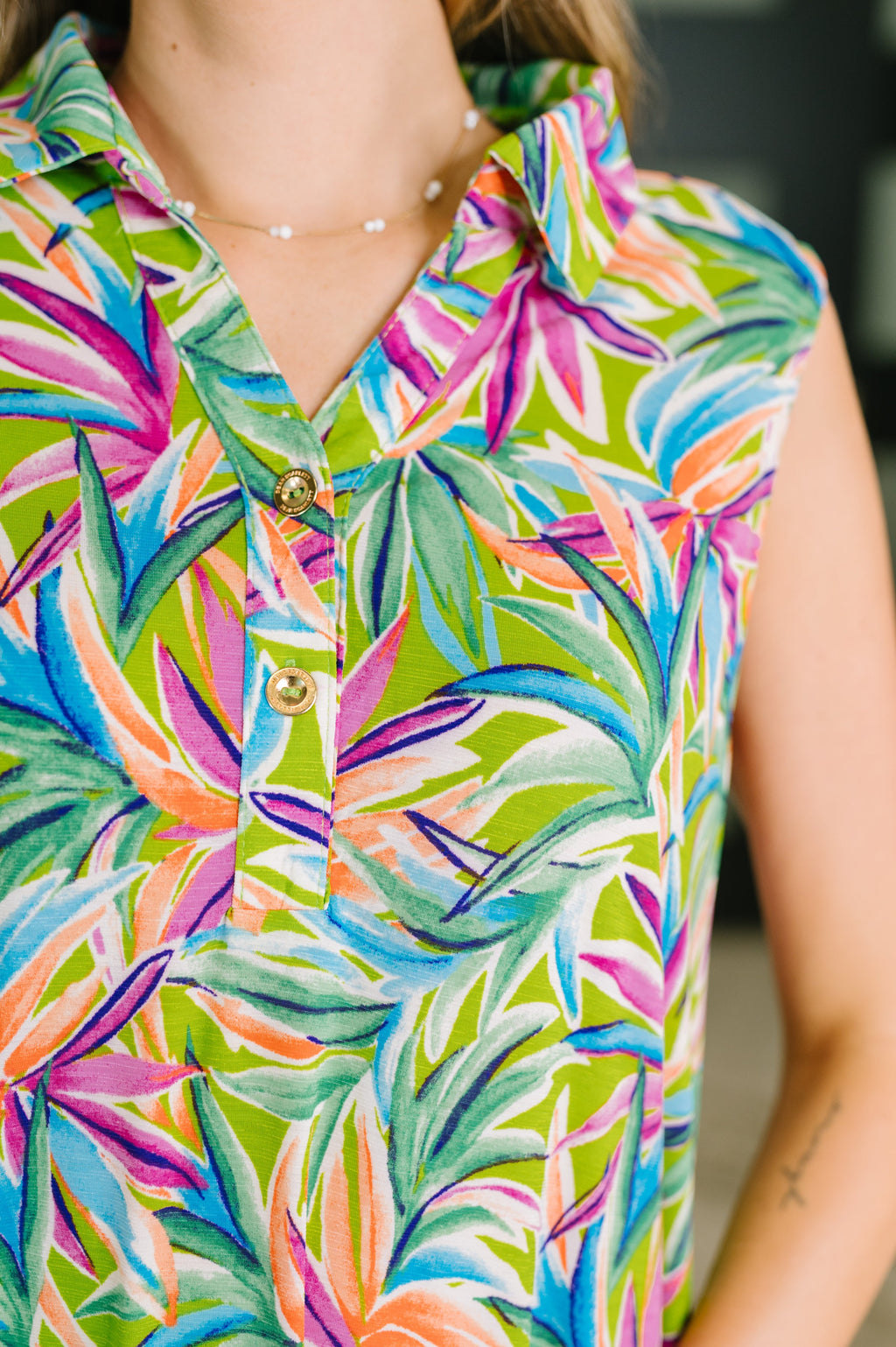 Coral Sands Collared Tank Dress in Spring Palms in - Womens photo