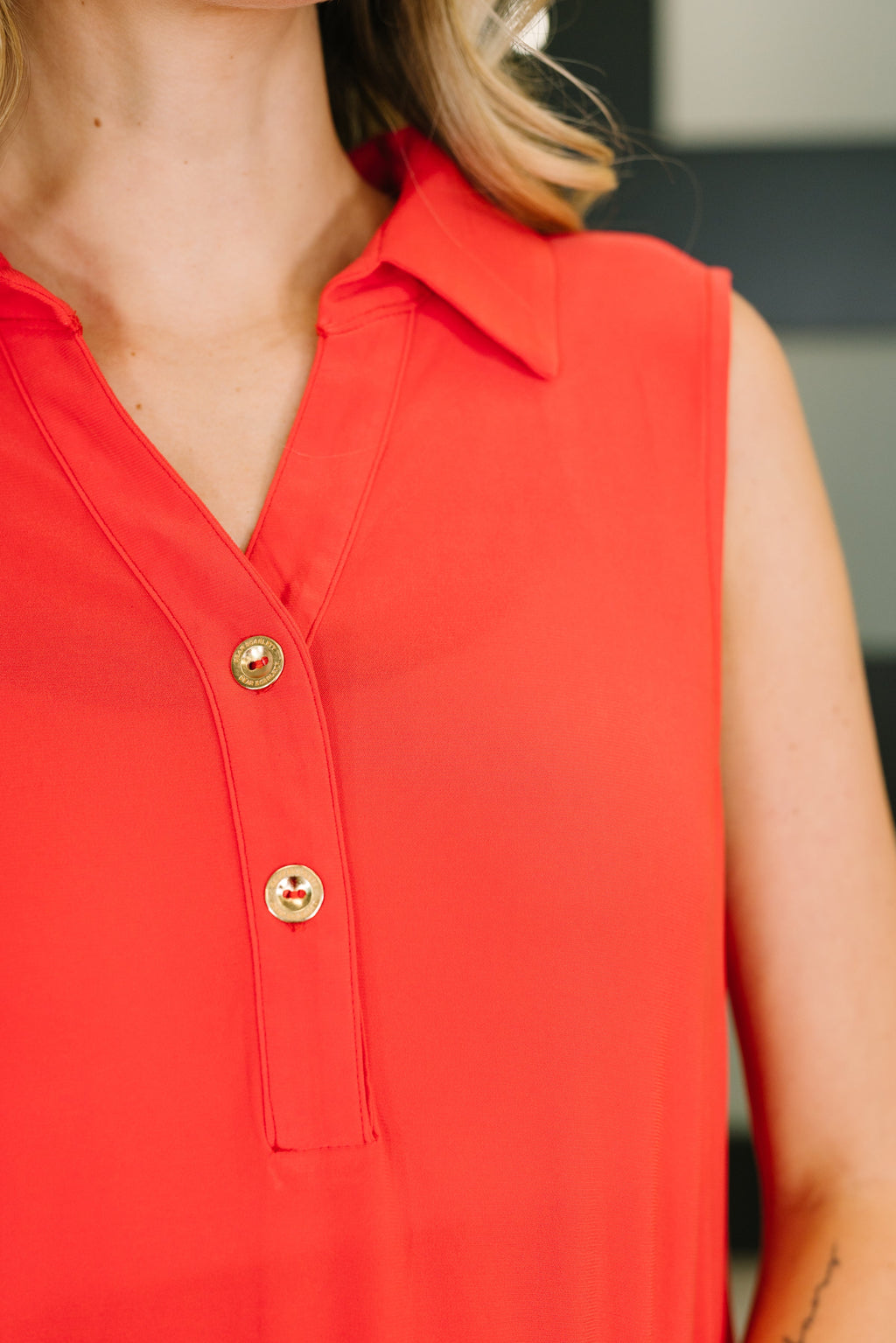 Coral Sands Collared Tank Dress in Tomato Red in - Womens photo