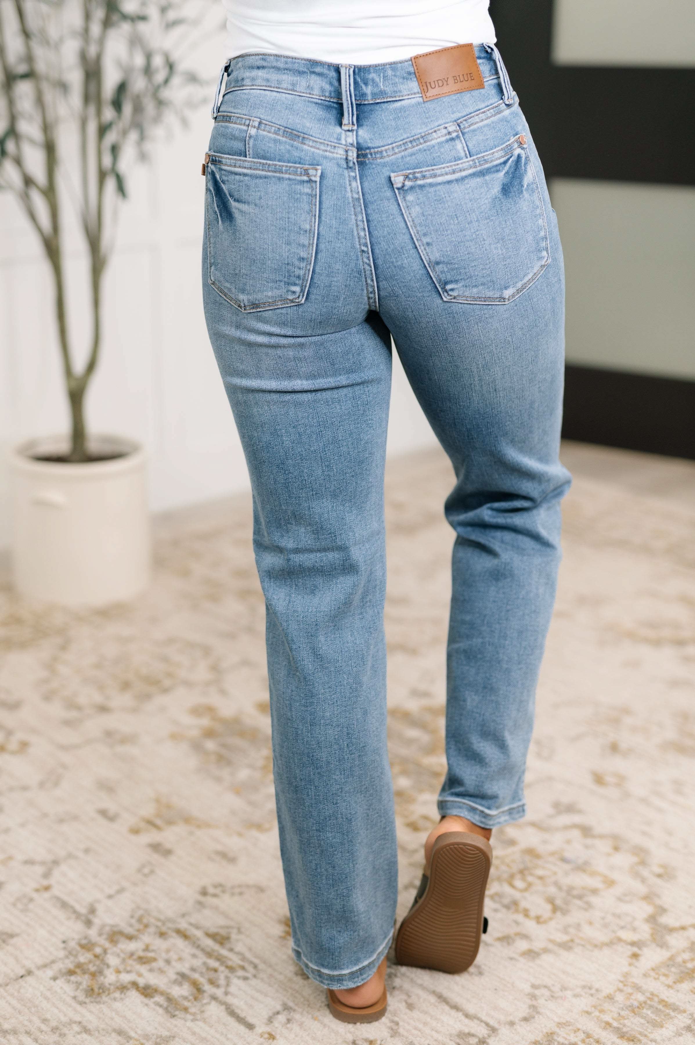Corrine Mid Rise Control Top Vintage Straight Jeans -