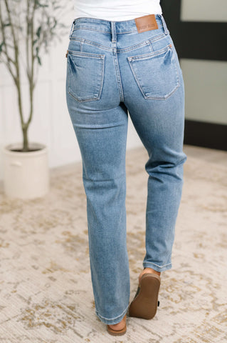 Corrine Mid Rise Control Top Vintage Straight Jeans -