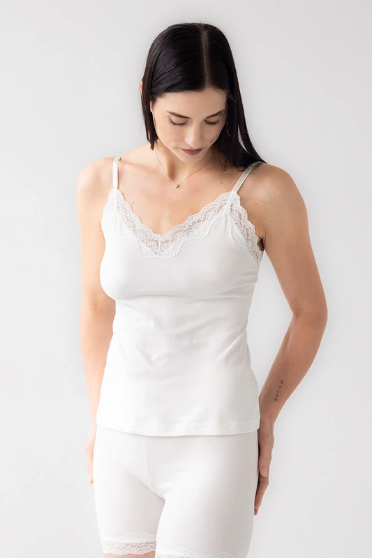 Cotton Camisole with lace trim in - CAMISOLE photo