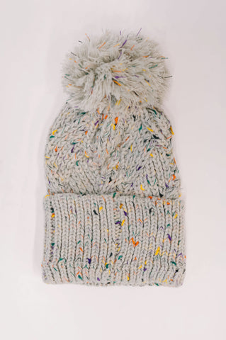 Cover Your Ears Pom Pom Beanie in Grey in - Womens photo