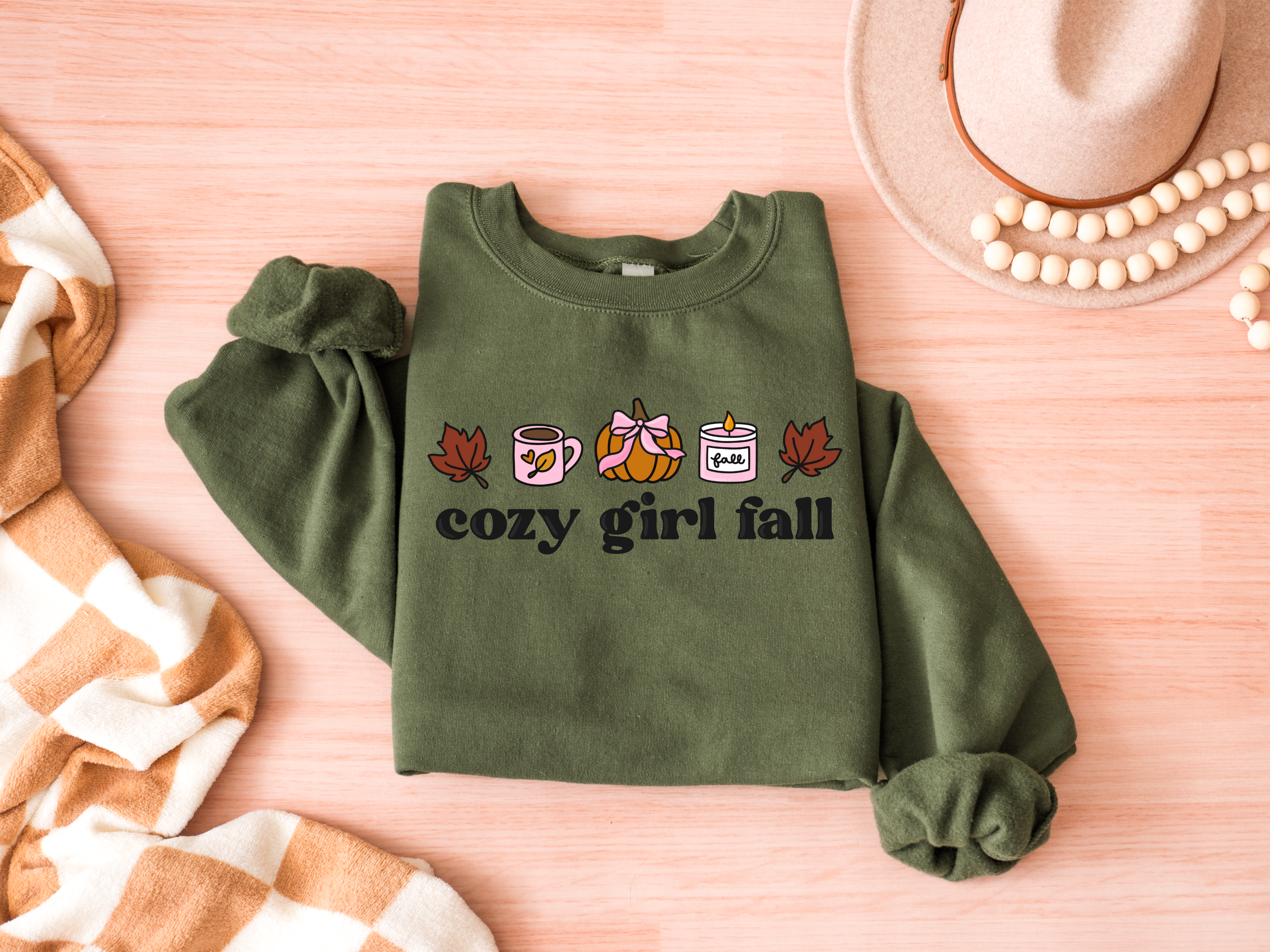 Cozy Girl Fall Graphic Tee and Sweatshirt in - Womens photo