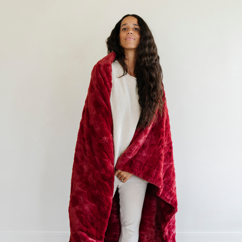 PATTERNED FAUX FUR THROW BLANKETS in Currant - Throw Blanket photo