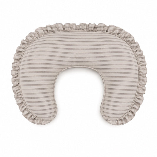 Little Mae & Co. Grey Ivory Stripe Ruffle Nursing Pillow Cover - New Ruffle