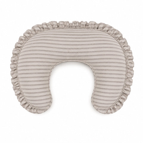 Grey Ivory Stripe Ruffle Nursing Pillow Cover