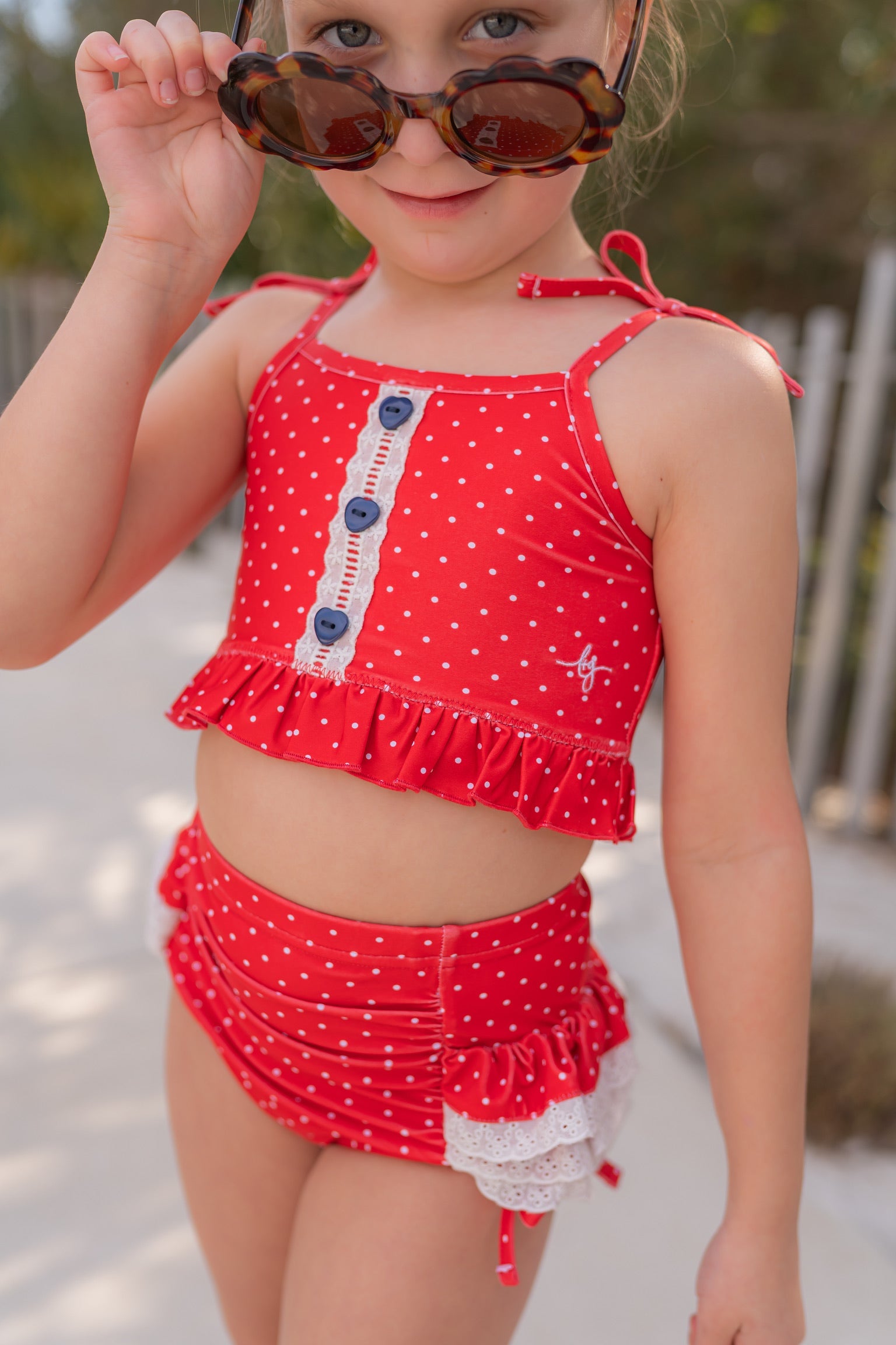 *PREORDER* High Waisted Bikini - Liberty Dot in - 4th of July Collection photo