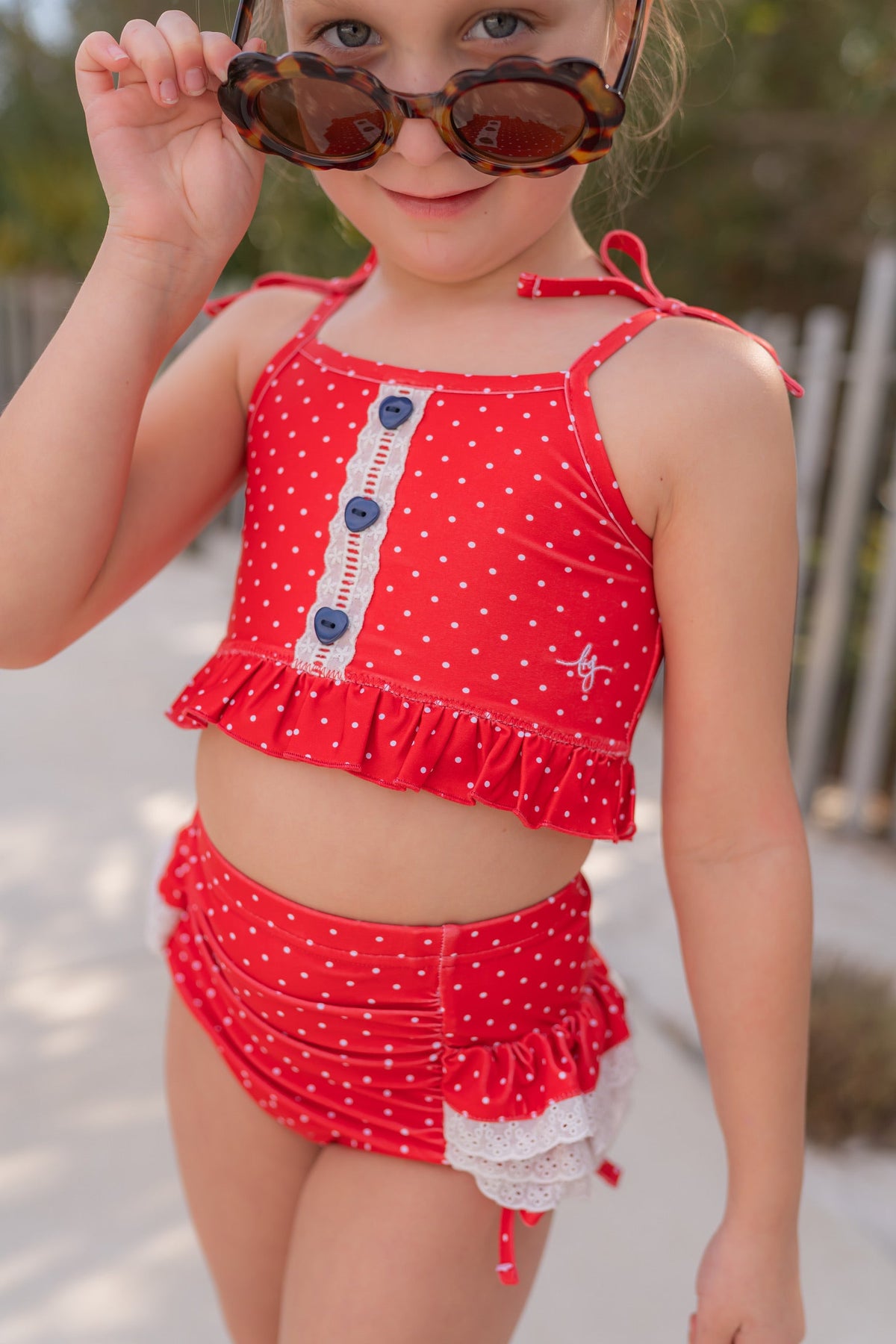 *PREORDER* High Waisted Bikini - Liberty Dot in - 4th of July Collection photo