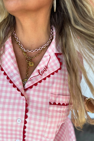 PREORDER: Gingham Love Luxe PJ Set in - Womens photo