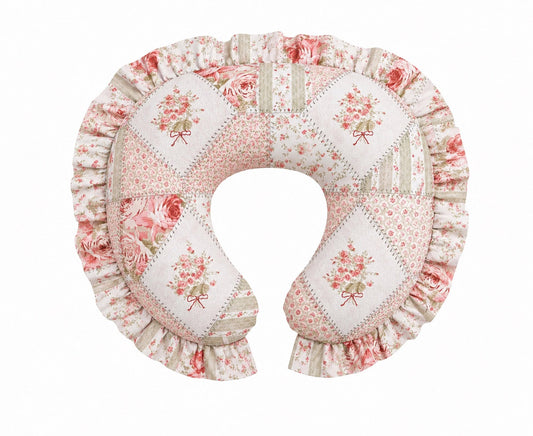Pink Green Patchwork Ruffle Nursing Pillow Cover in Original Cover Ruffle - photo