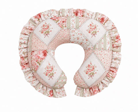 Pink Green Patchwork Ruffle Nursing Pillow Cover