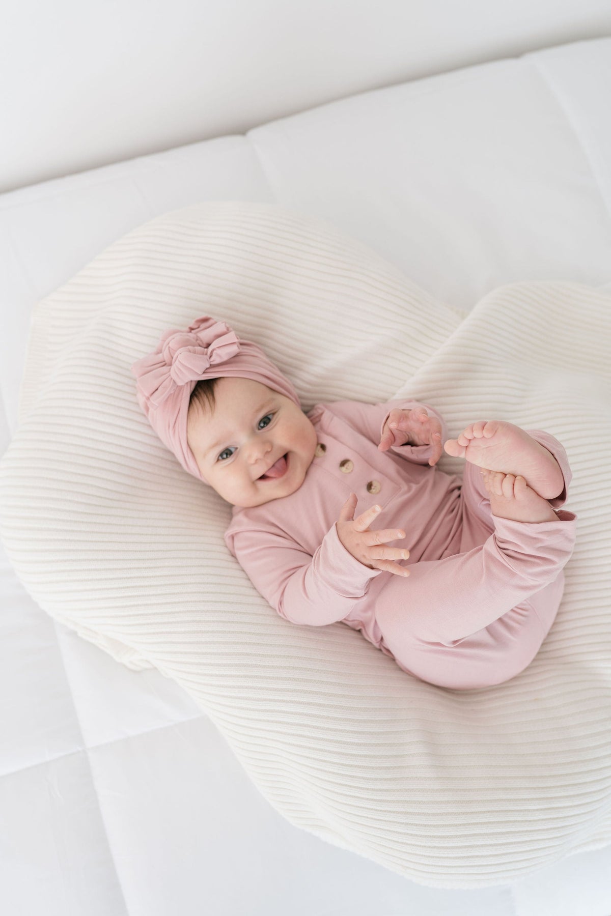 Top and Bottom Outfit, Hat and Headband Set (Newborn - 12 months) - Dusty Rose in 6-12 mo - Onesies photo