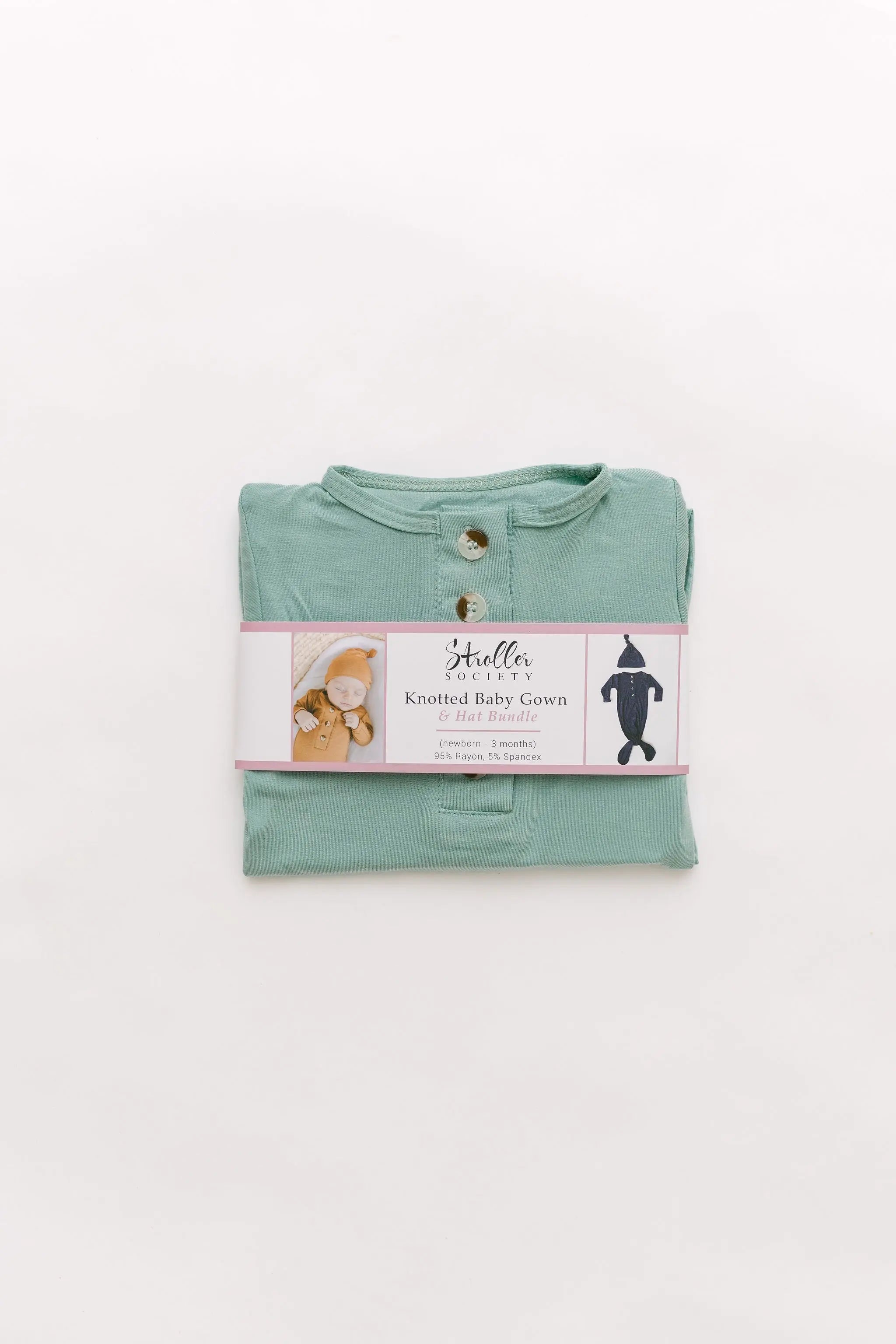 Knotted Baby Gown & Hat Set - Mint (Newborn-3 months) in - Newborn Knotted Baby Gown Sets photo