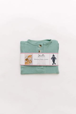 Knotted Baby Gown & Hat Set - Mint (Newborn-3 months) in - Newborn Knotted Baby Gown Sets photo