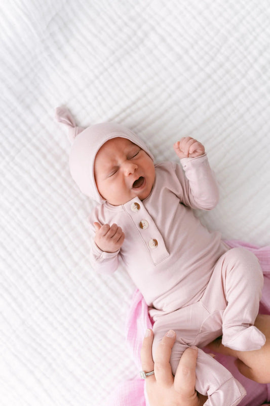 Top and Bottom Outfit, Hat and Headband Set (Newborn - 12 months) - Dusty Rose in - Onesies photo