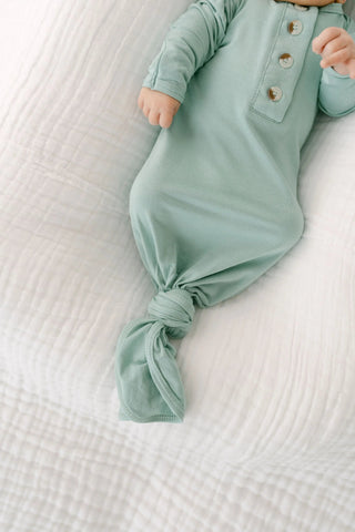 Knotted Baby Gown & Hat Set - Mint (Newborn-3 months) in - Newborn Knotted Baby Gown Sets photo